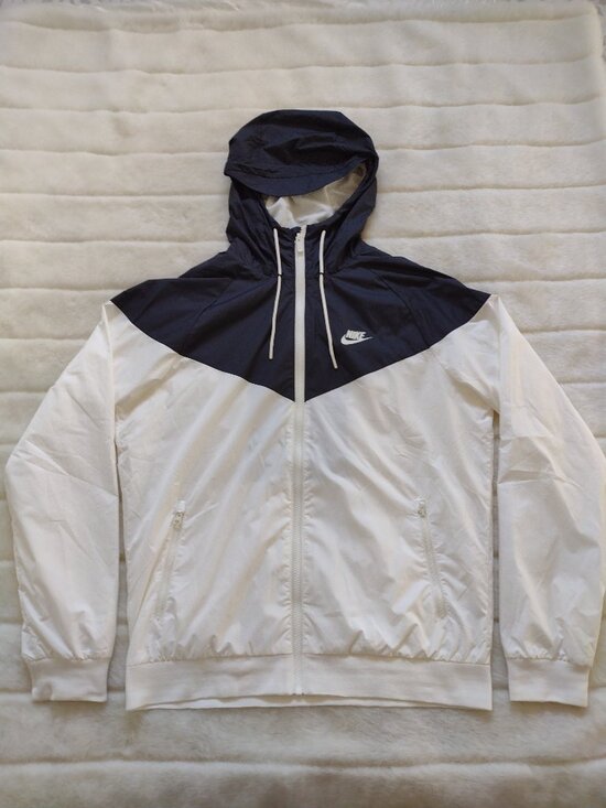 Nike Other - Nike Men's Windbreaker Jacket Medium White Black Mesh Lined Full Zip